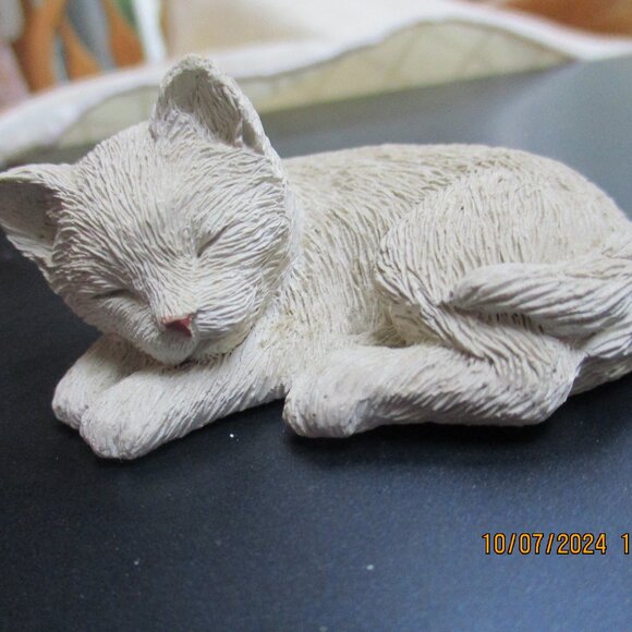 1986 Sandicast Lil Snoozer "Cuddles" Hand Cast Cat 2 1/2" long nwot - Picture 1 of 6